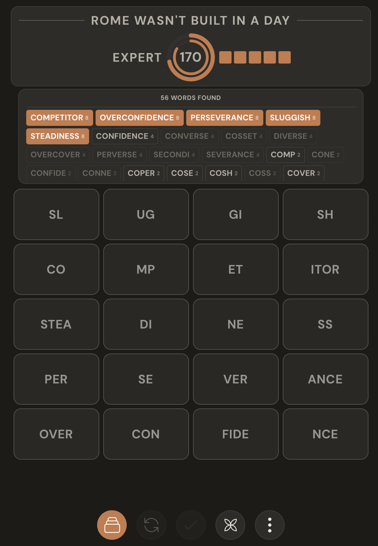 Completed game, dark theme