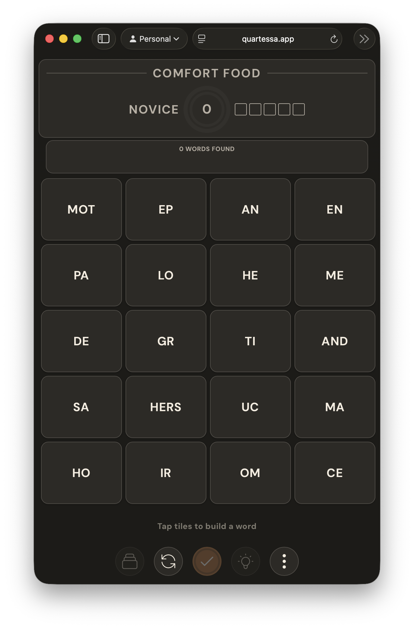 New game, dark theme